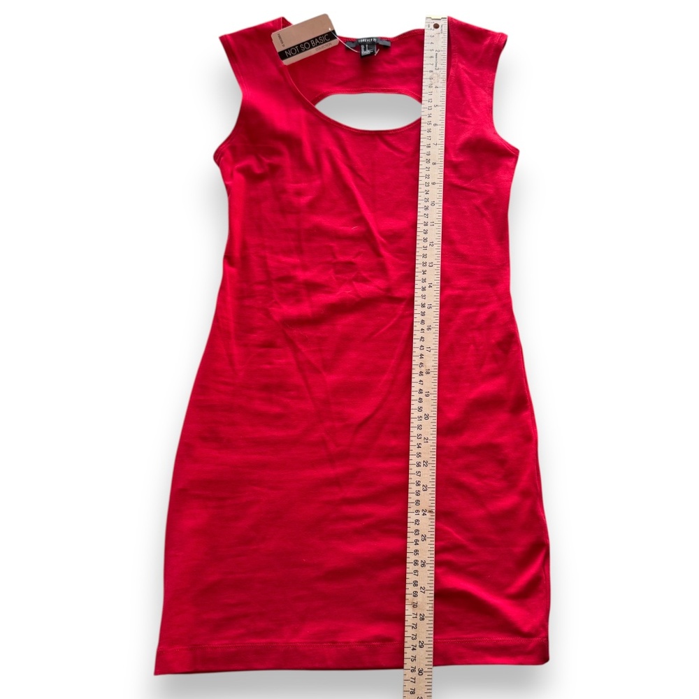 FOREVER 21 red bodycon dress open back sleeveless stretch small - Picture 7 of 8